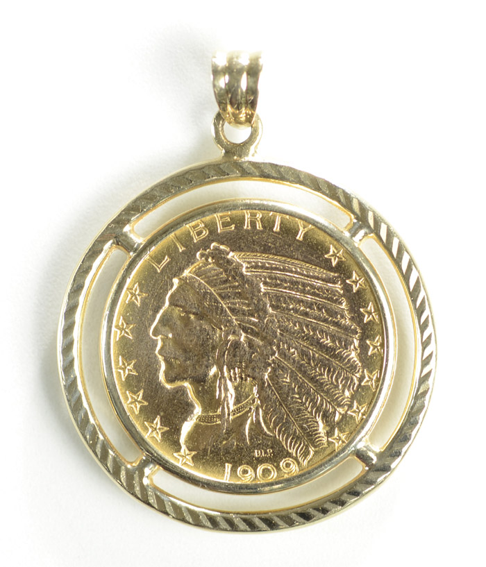 Appraisal: U S GOLD COIN PENDANT Indian head type in K