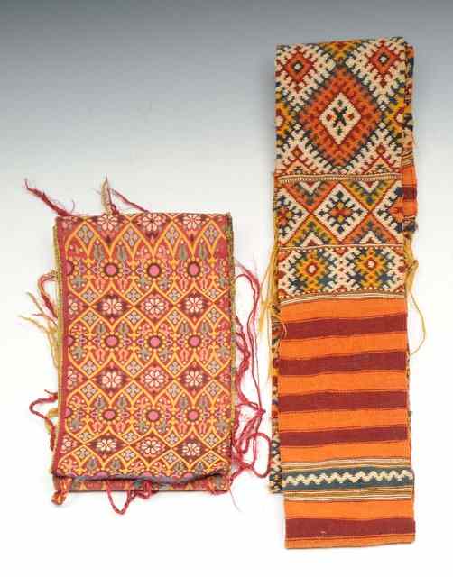 Appraisal: A EUROPEAN CAUCASIAN STYLE WALL HANGING with polychrome geometric decoration