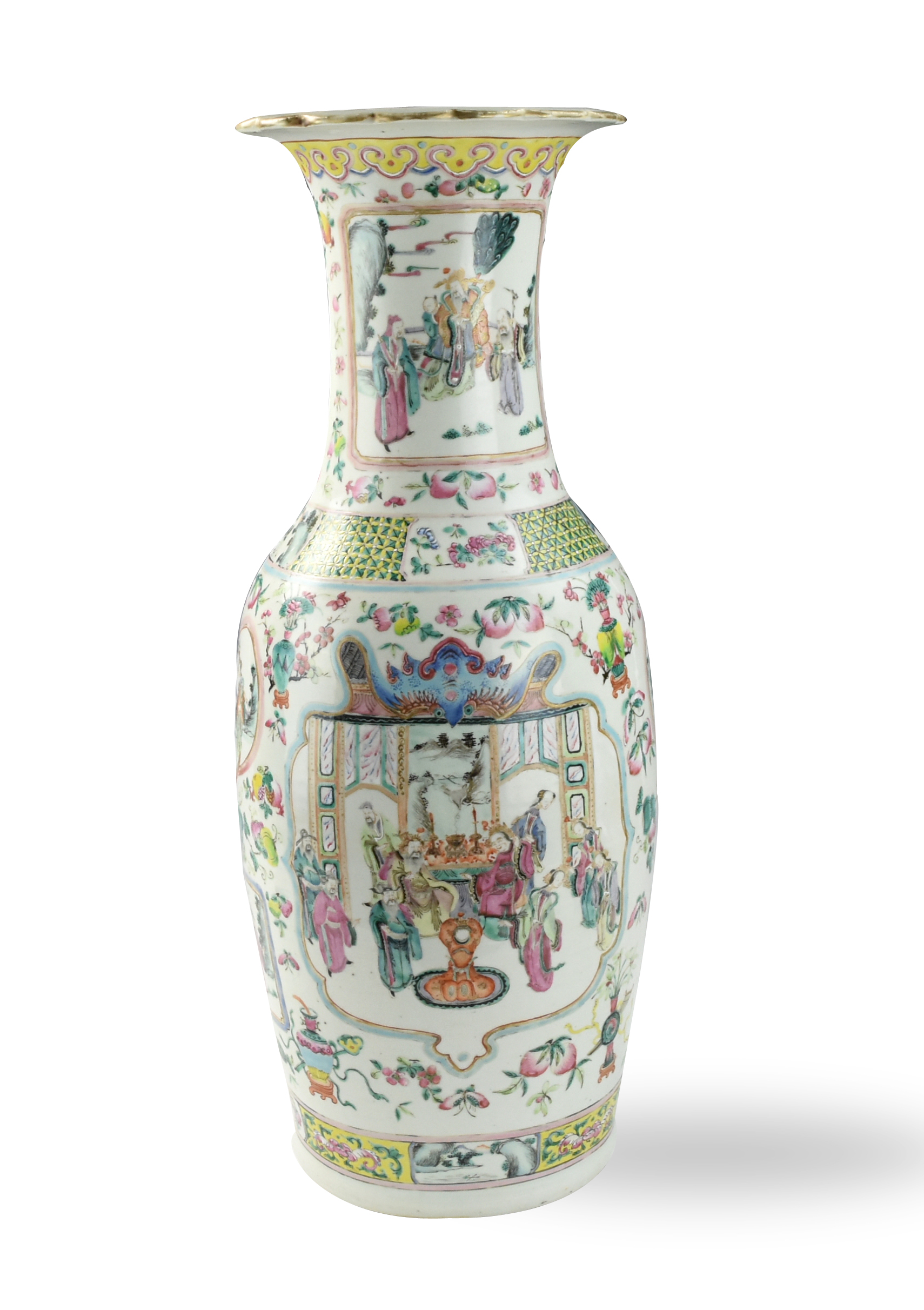 Appraisal: CHINESE FAMILLE ROSE VASE W COURT SCENE TH C Chinese