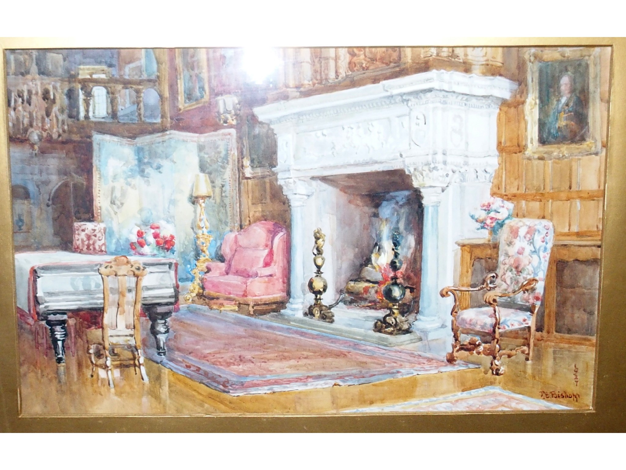 Appraisal: P E BISHOPP Drawing Room signed and dated watercolour