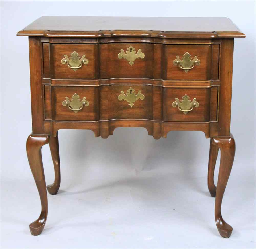 Appraisal: PENNSYLVANIA HOUSE QUEEN ANNE STYLE WALNUT TWO DRAWER LOWBOY the