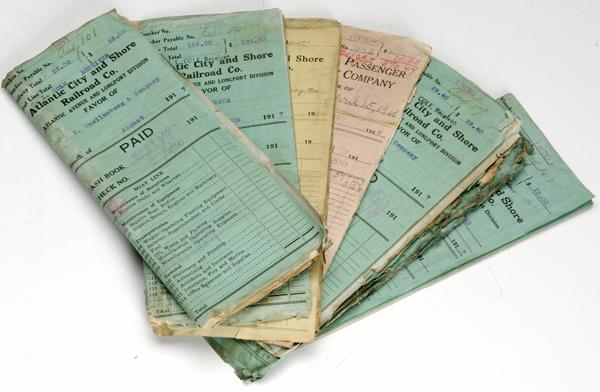 Appraisal: ATLANTIC CITY RAILROAD EPHEMERA Including checks receipts and accident reports