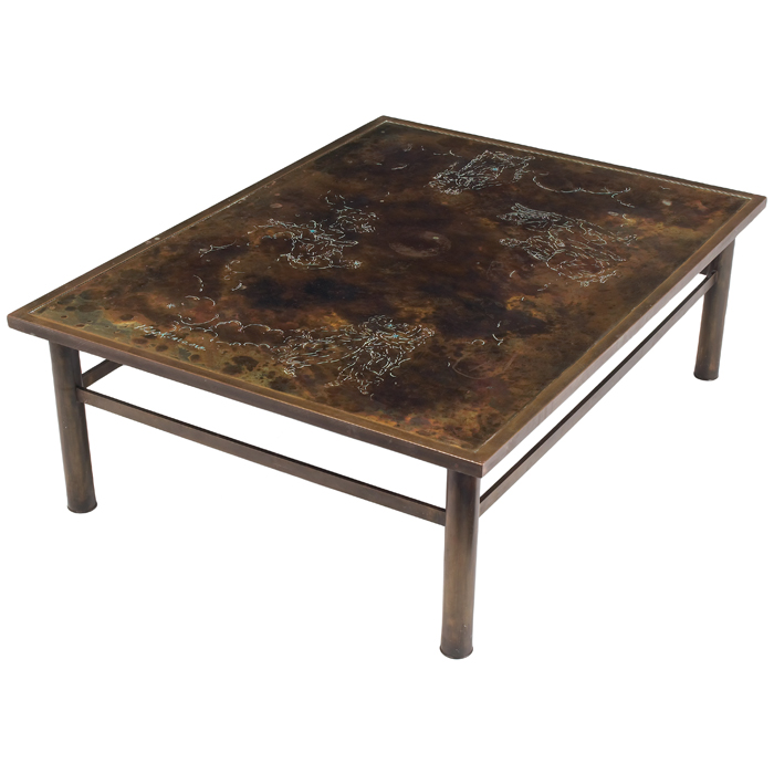 Appraisal: Philip and Kelvin Laverne ''Classical'' coffee table s rectangular bronze