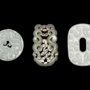 Appraisal: Three Chinese Jade Bi Disks the first of circular form