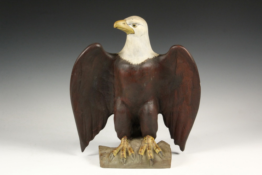 Appraisal: FOLK ART CARVING - Spreadwing American Bald Eagle in painted