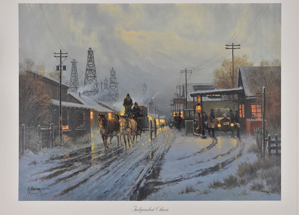 Appraisal: G Harvey Independent Oilmen Lithograph Art Print G Harvey -