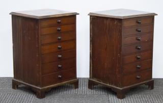 Appraisal: Antique English Spool Cabinets in Oak Wood Pair End tables