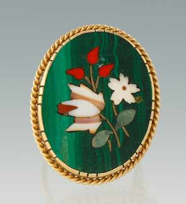 Appraisal: An Italian Pietra Dura and Gold Ring k yellow gold