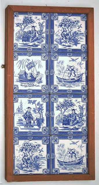 Appraisal: A SINGLE FRAMED TILE PANEL made up of eight blue