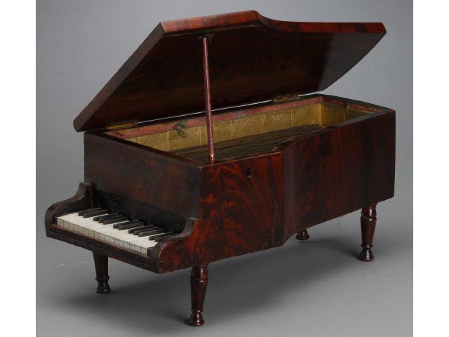 Appraisal: Mahogany Piano Form Box Continental mid- th century Mahogany veneered