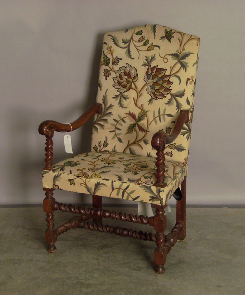 Appraisal: William Mary style armchair