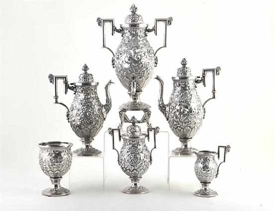 Appraisal: American silverplate tea and coffee service floral repousse pattern comprising