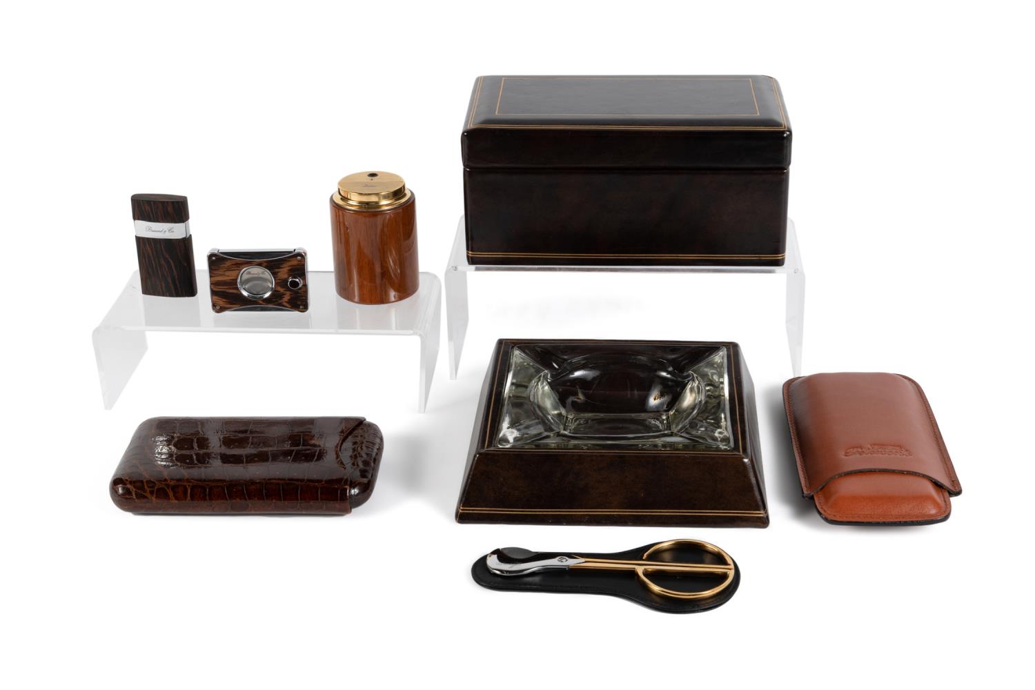 Appraisal: PC HUMIDOR AND CIGAR ACCESSORIES COLLECTION Collection of of eight