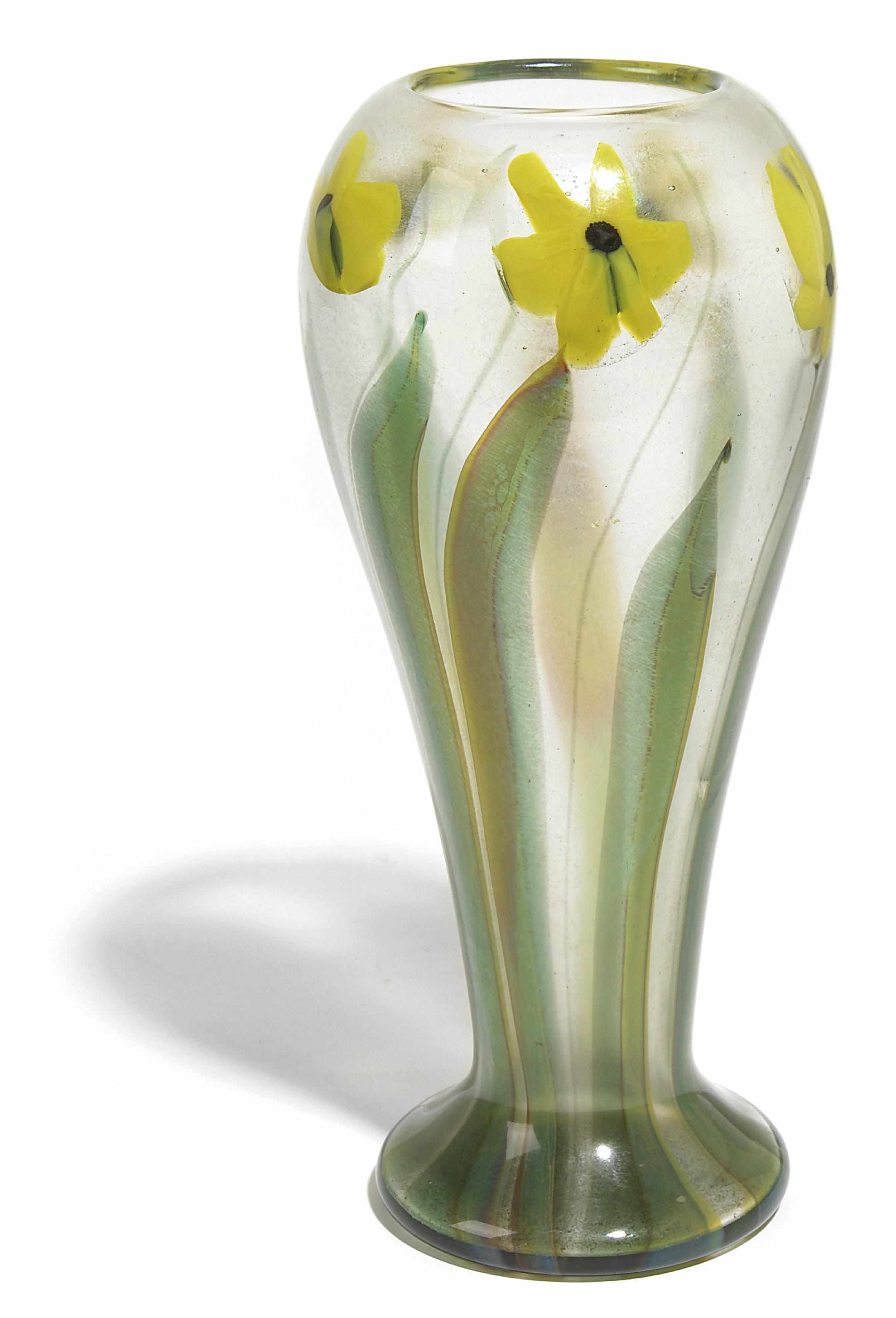 Appraisal: A Tiffany Studios Favrile paperweight glass Daffodil vase circa circa