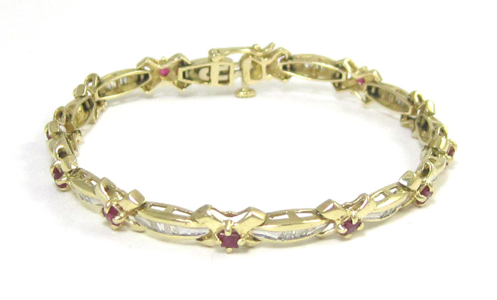 Appraisal: RUBY DIAMOND AND FOURTEEN KARAT GOLD BRACELET measuring inches in