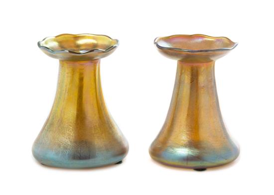 Appraisal: Sale Lot A Near Pair of Tiffany Studios Gold Favrile