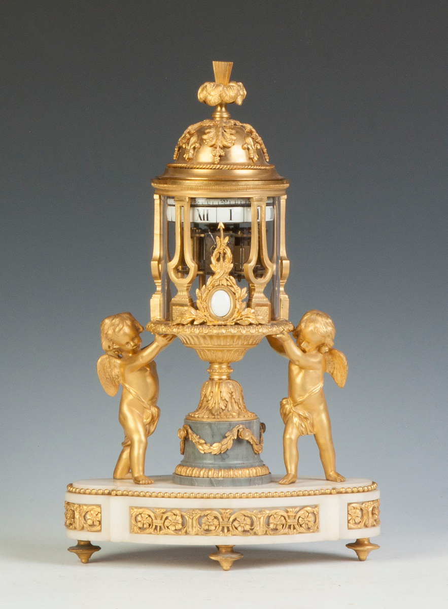 Appraisal: Fine French Gilt Bronze Marble Annular Clock with Putti C