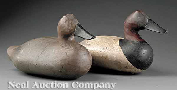 Appraisal: Decoys Canvasback Drake and Canvasback Hen probably by Madison Mitchell