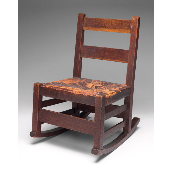 Appraisal: Gustav Stickley child's rocker two slats at back two at