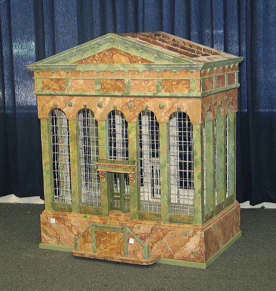 Appraisal: A Neoclassical style faux marble paint decorated bird cage second