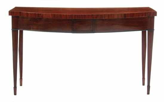 Appraisal: George III inlaid mahogany bowfront server circa rectangular top with