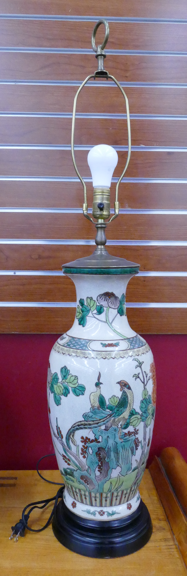 Appraisal: Chinese Famile Verte Vase Table Lamp- ''