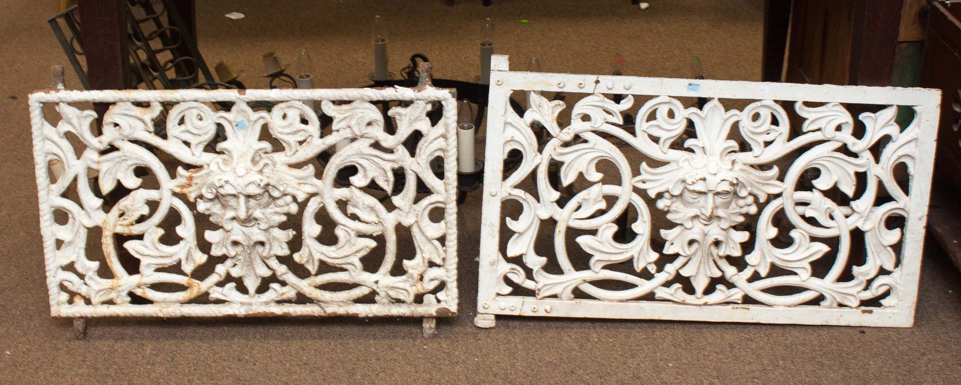 Appraisal: Two cast iron fence sections with grotesques