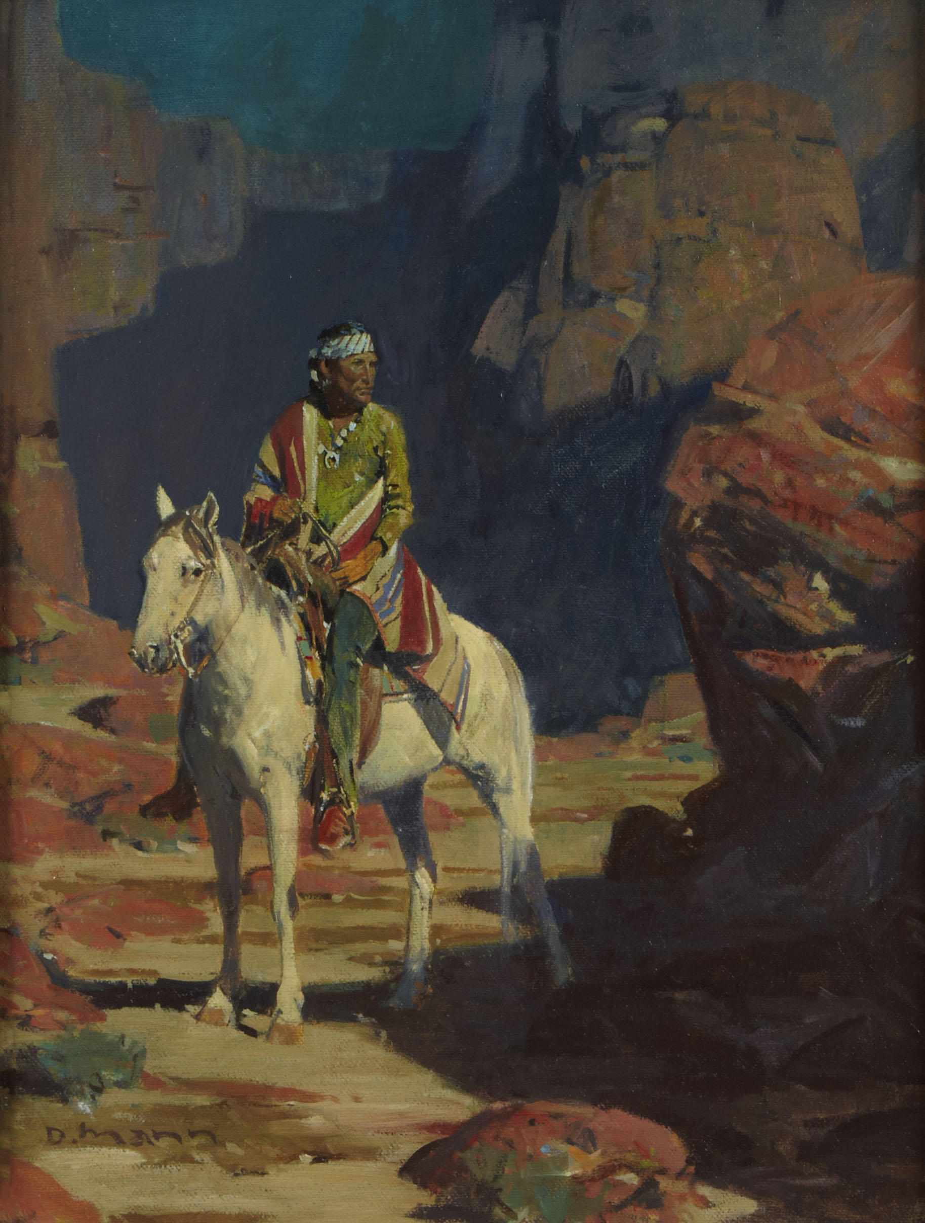 Appraisal: David Mann American born Indian on horseback in a canyon