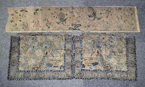 Appraisal: A pair of Chinese silk embroidered panels worked in coloured