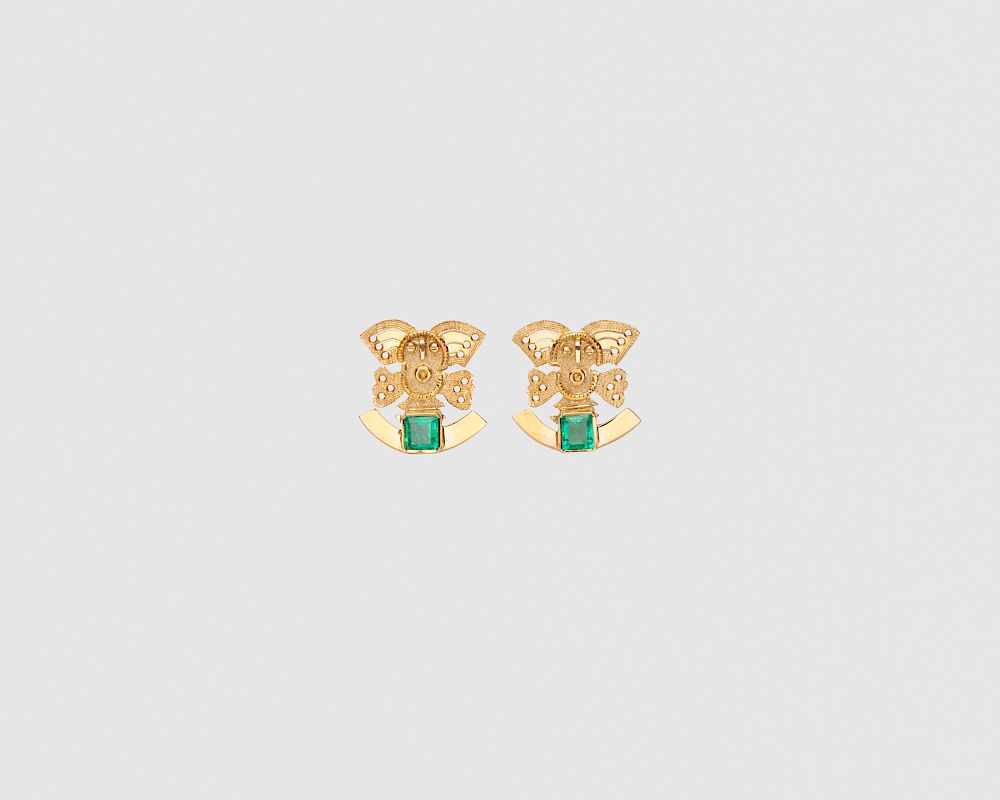 Appraisal: K Gold and Emerald Earrings K Gold and Emerald Earrings