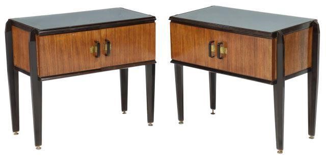 Appraisal: pair Italian mid-century modern mahogany bedside cabinets c s each