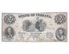 Appraisal: Indiana Bank Note Two Dollars Currency hand written signatures and