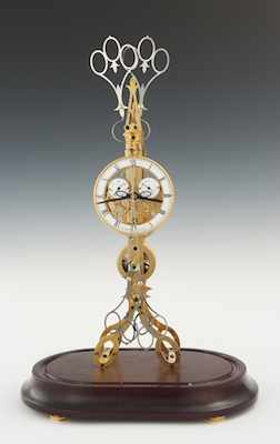 Appraisal: A Large Skeleton Clock John Wilding England A bright polished