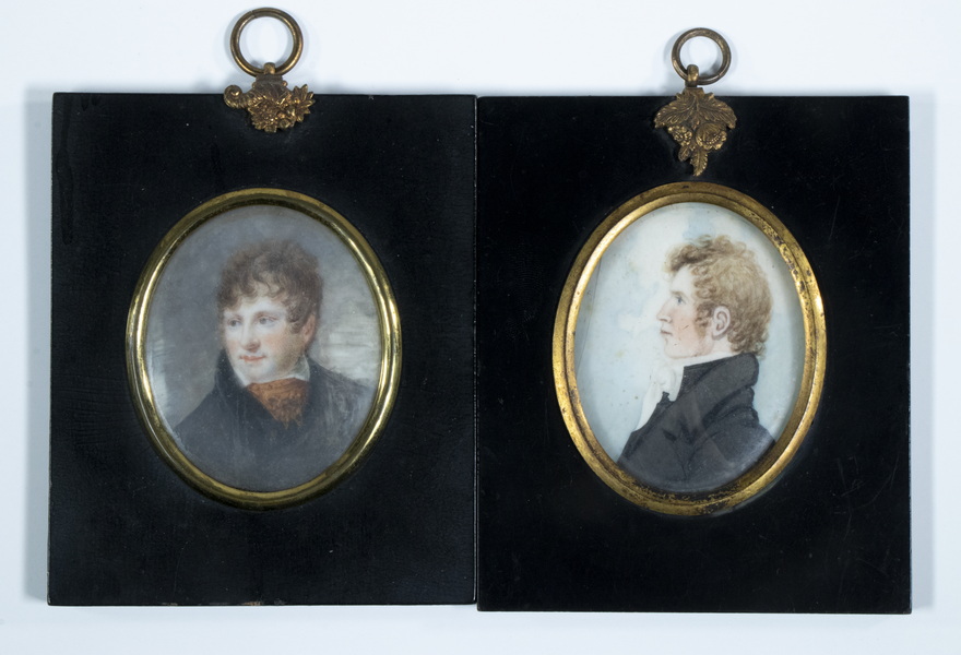 Appraisal: EARLY TH C MINIATURE ENGLISH PORTRAITS OF YOUNG MEN Young