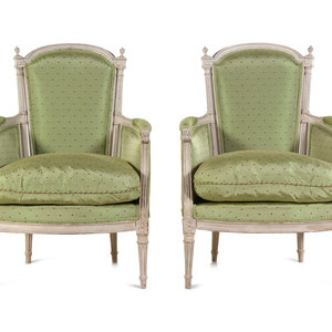 Appraisal: A Pair of Louis XVI Style Painted Berg res First