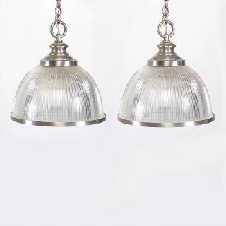 Appraisal: Pr French Industrial style Holophane chandeliers Pr French Industrial style