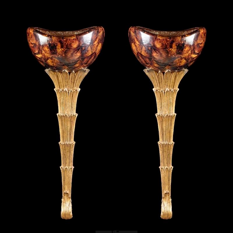 Appraisal: A PAIR OF HOLLYWOOD REGENCY STYLE PARCEL GILT AND FAUX