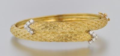 Appraisal: A Ladies' k Gold and Diamond Bracelet k yellow gold