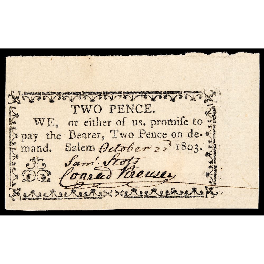 Appraisal: Colonial Currency NC Moravian Church Note Salem d PMG Choice