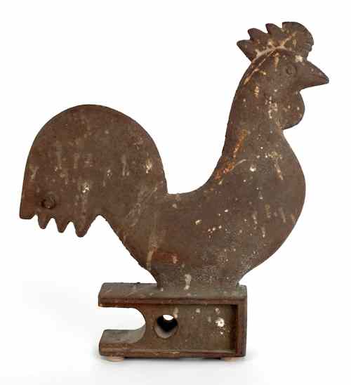 Appraisal: Cast iron rooster windmill weight made by the Elgin Wind