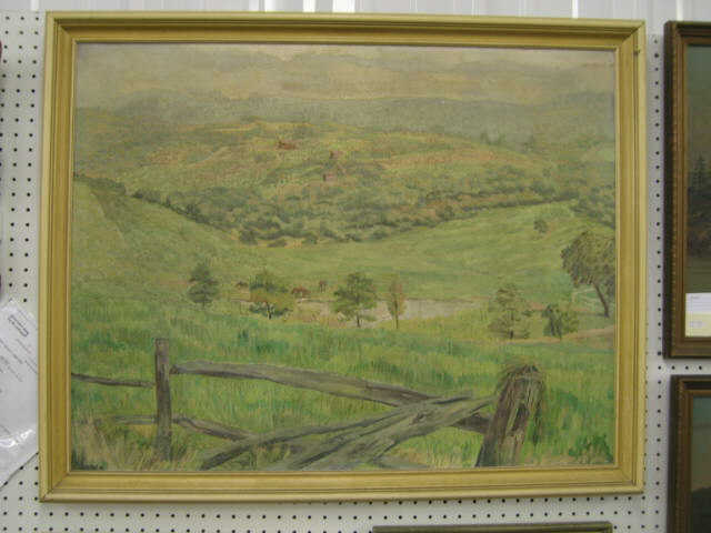 Appraisal: N Leitch Landscape with Horses Oil on canvas dated x