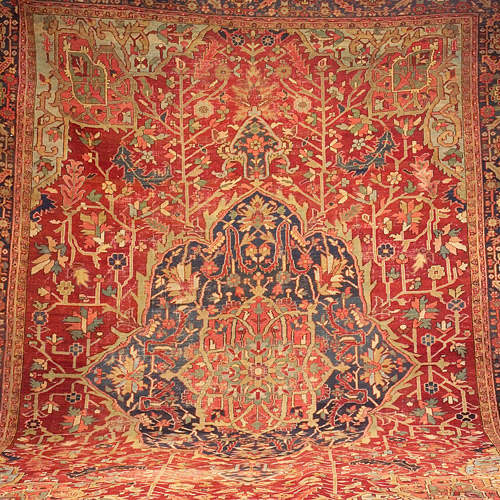 Appraisal: Persian Heriz room-size rug with eight-point medallion and overall ground