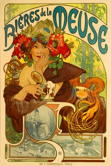 Appraisal: ALPHONSE MUCHA - BI RES DE LA MEUSE x inches