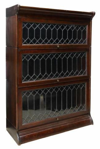 Appraisal: English mahogany three-stack barrister's bookcase early th c in a