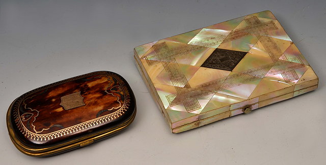 Appraisal: A VICTORIAN MOTHER OF PEARL CARD CASE with engraved panel