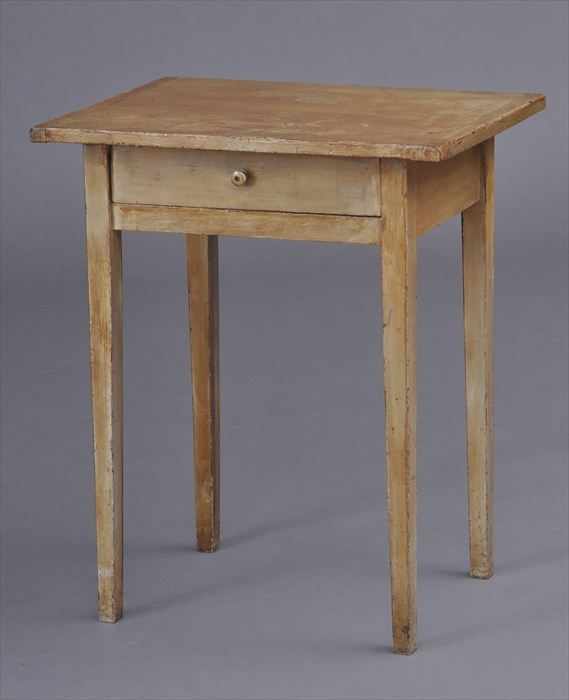 Appraisal: YELLOW-STAINED PINE SINGLE-DRAWER NIGHT STAND The overhang top with applied