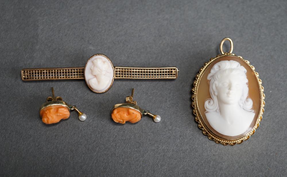 Appraisal: COLLECTION OF GOLD MOUNTED CAMEO JEWELRY GROSS DWTCollection of Gold