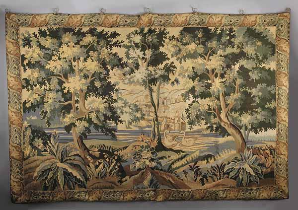 Appraisal: A Verdure-Style Needlepoint Tapestry mid-to-late th c depicting lush forest