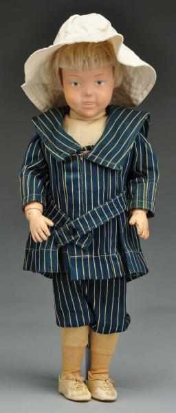 Appraisal: Smiling Schoenhut Character Doll Description All wood and spring jointed