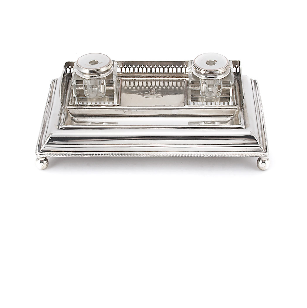 Appraisal: English Silver Plated Inkstand Length inches